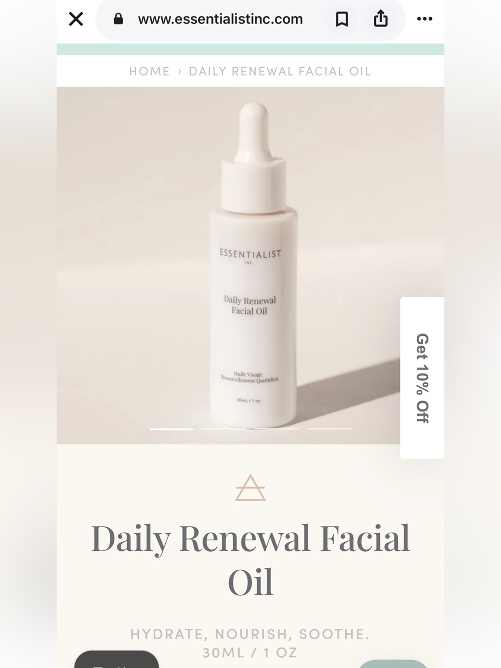 Essentials Daily Renewal Facial Oil